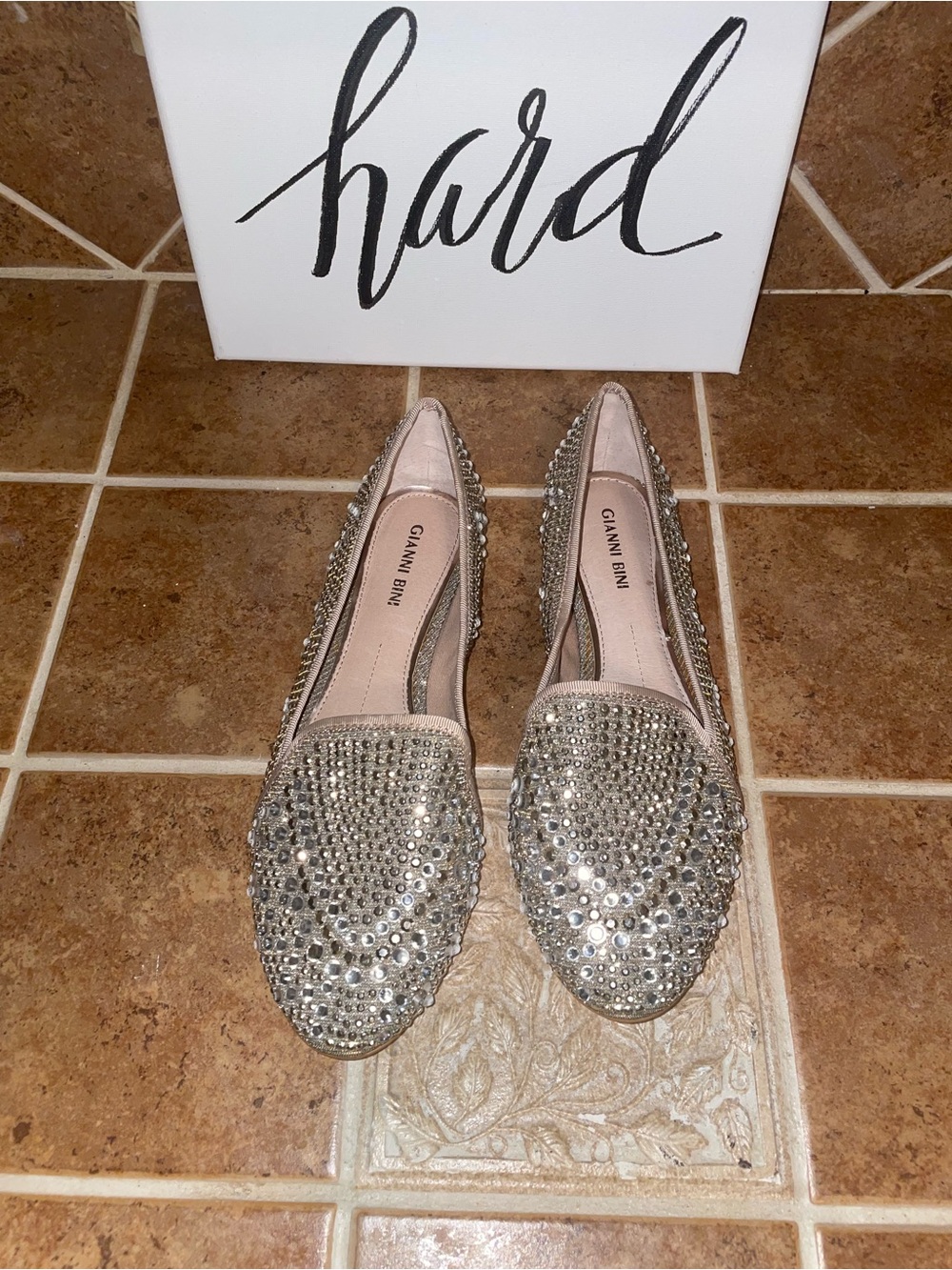 Gianni Bini Silver Rhinestone Loafers